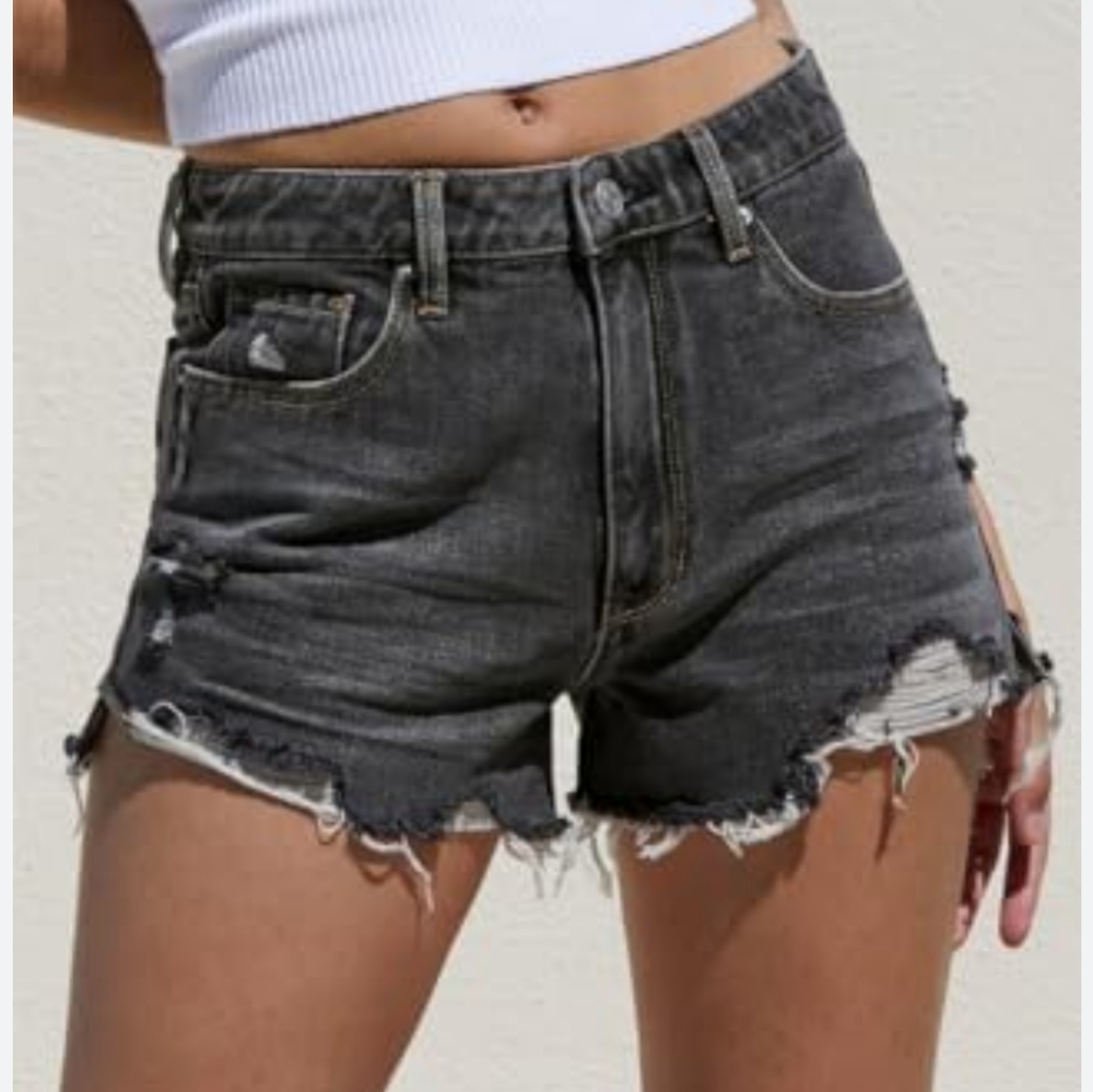 Zara High Rise Distressed Shorts in Grey Wash Size 4